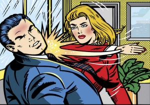 thumbs woman slapping man Company
